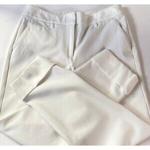White House Black Market The Girlfriend Cuffed Crop Pants Sz 2 Ecru Knit Stretch